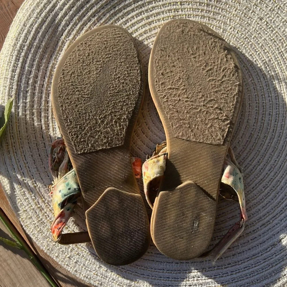 🔥4/$25 SARAH JAYNE GIRLS PEACH SHORE SANDALS FLORAL CHARM STRAPS